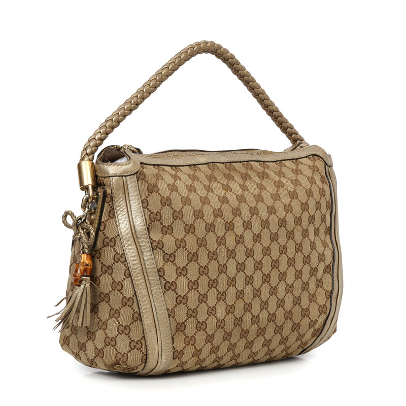 Gucci beige brown gg canvas medium bella hobo bag price