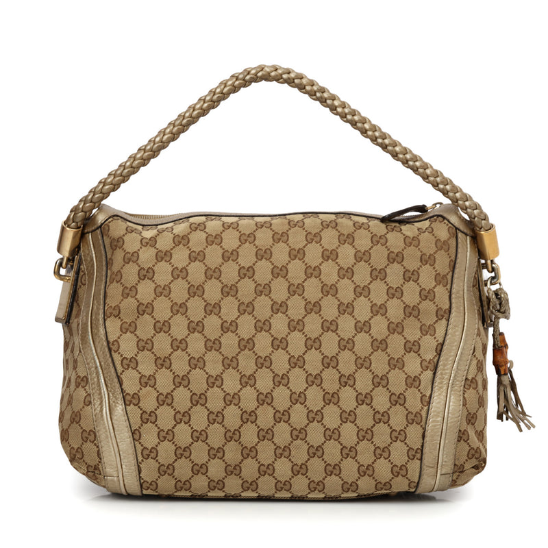 Women Gucci Beige/Brown GG Canvas Medium Bella Hobo Bag