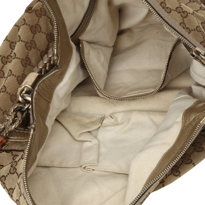Pre-loved Gucci Beige/Brown GG Canvas Medium Bella Hobo Bag