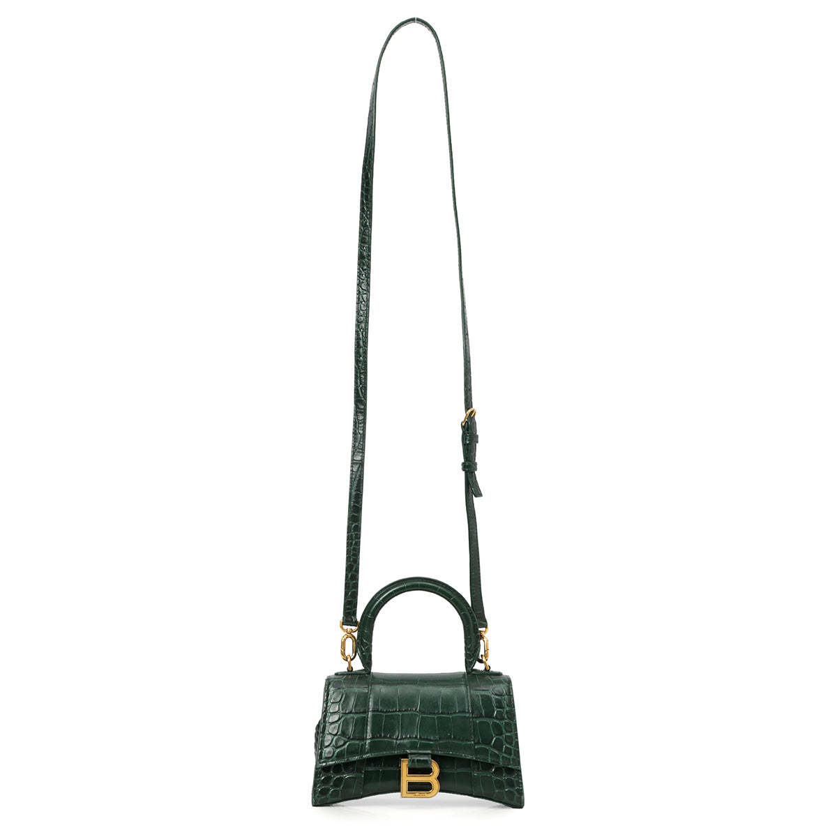 Green Croc Embossed XS Hourglass Bag