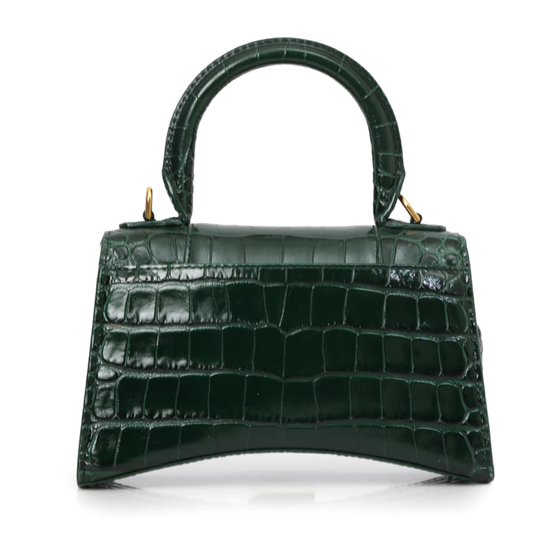 Women balenciaga green croc embossed xs hourglass bag price