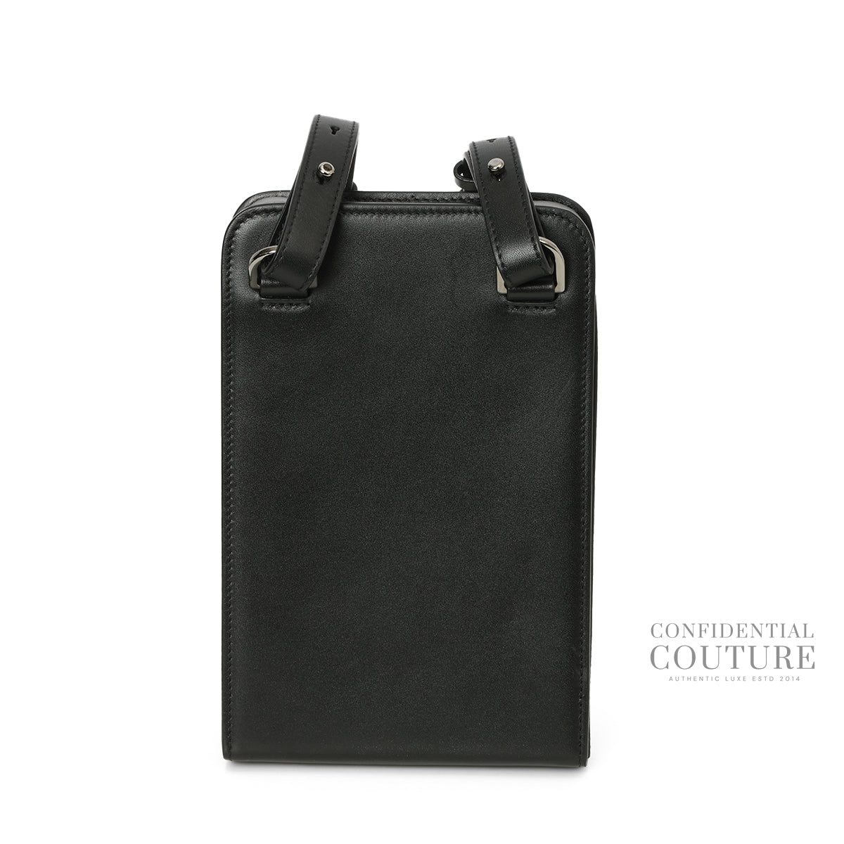 Black Vertical Leather Wallet on Strap