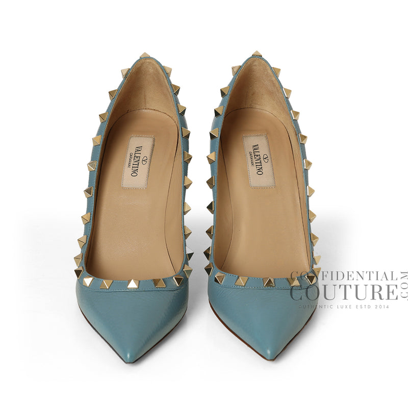 Women Valentino Light Blue Rockstud Pumps- EU 38