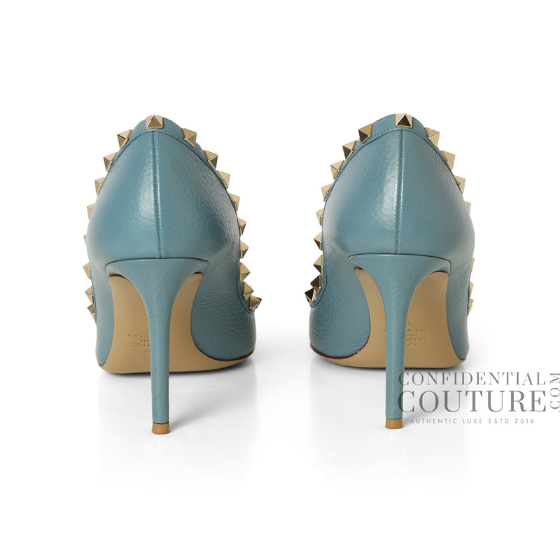 Women valentino light blue rockstud pumps eu 38 sale