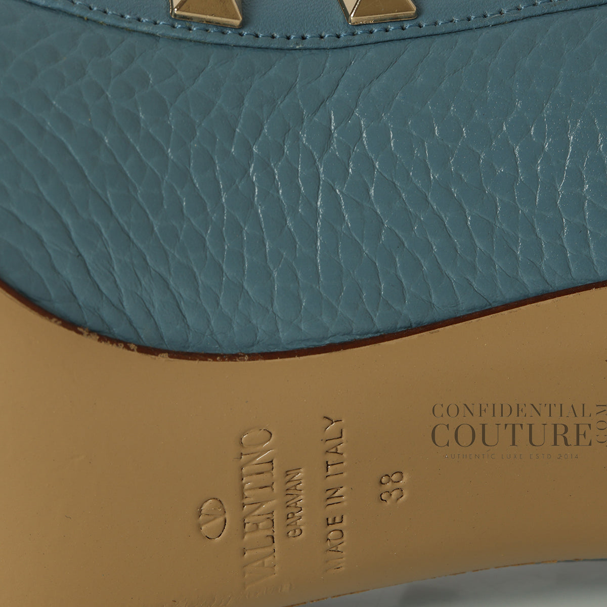 Light Blue Rockstud Pumps- EU 38