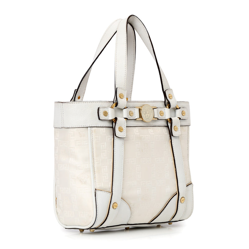 Pre owned Versace White Leather Tote Shoulder Bag