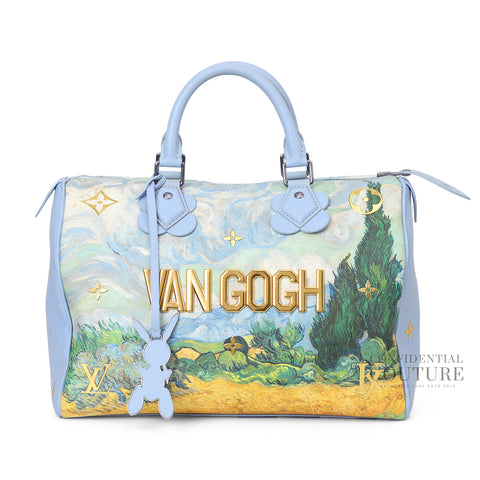 x Jeff Koons Blue Leather Masters Van Gogh Speedy 30 Bag