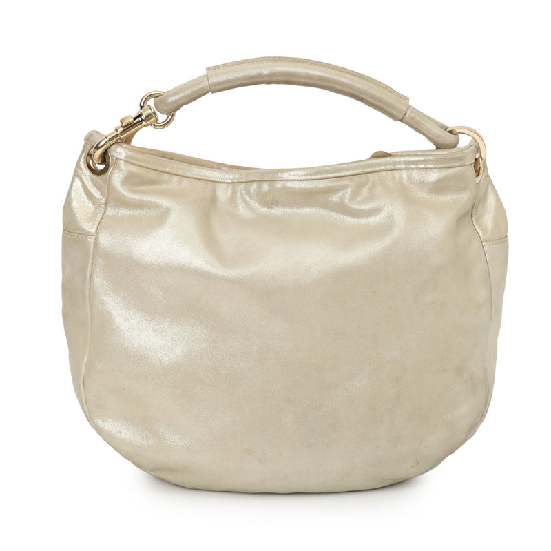 Pre owned jimmy choo sky metallic beige shoulder bag price