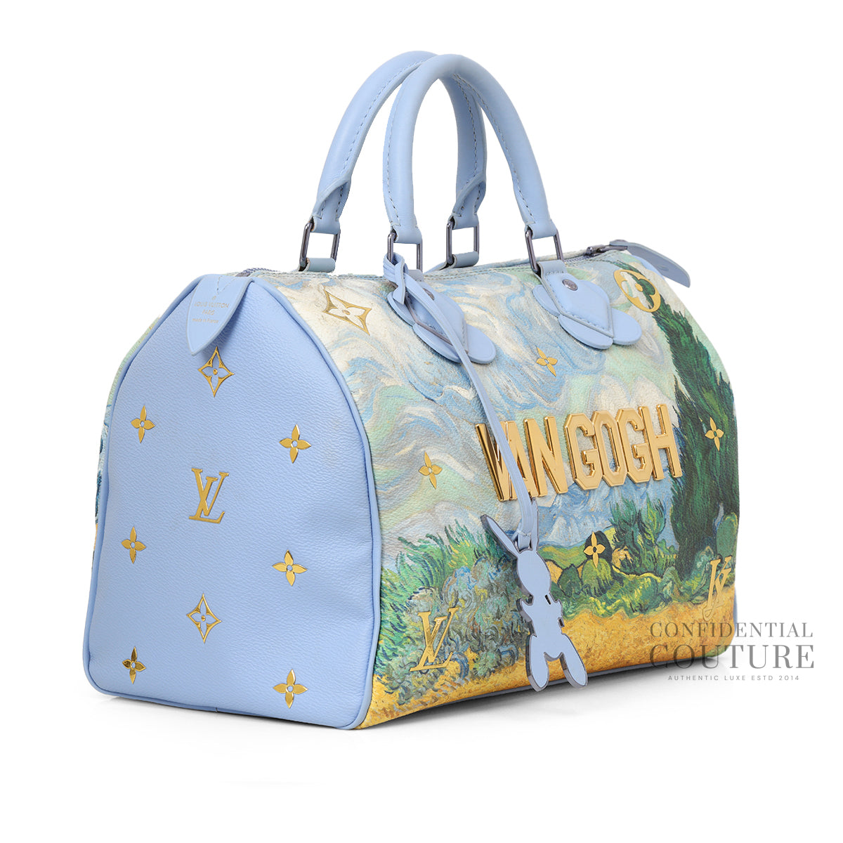 x Jeff Koons Blue Leather Masters Van Gogh Speedy 30 Bag