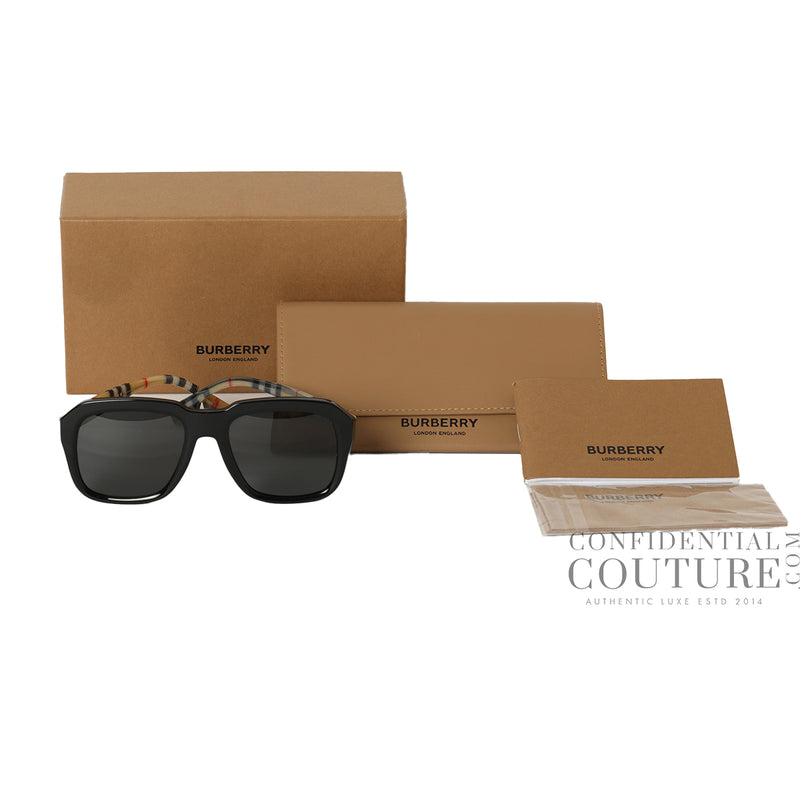 pre-loved Burberry Classic Black Check Pilot Sunglasses