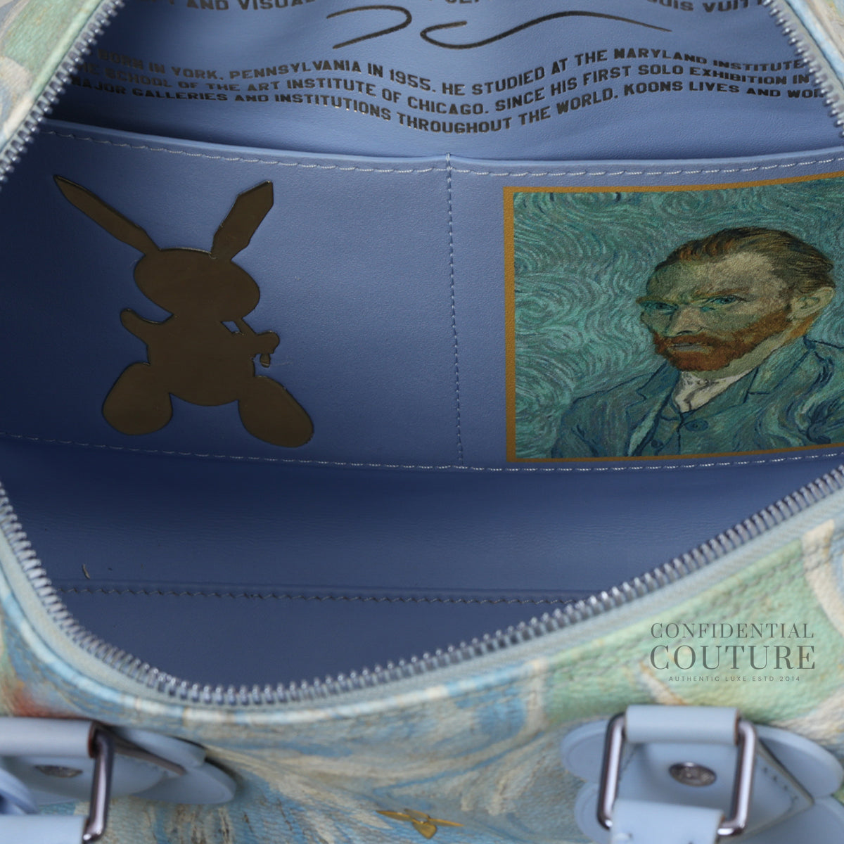 x Jeff Koons Blue Leather Masters Van Gogh Speedy 30 Bag
