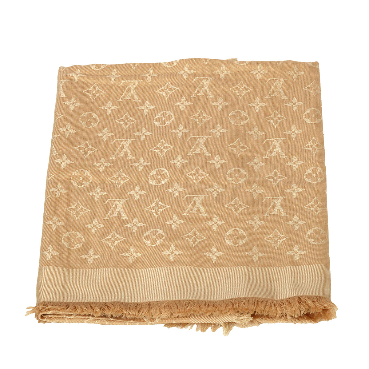 Beige Monogram Classic Shawl One Size