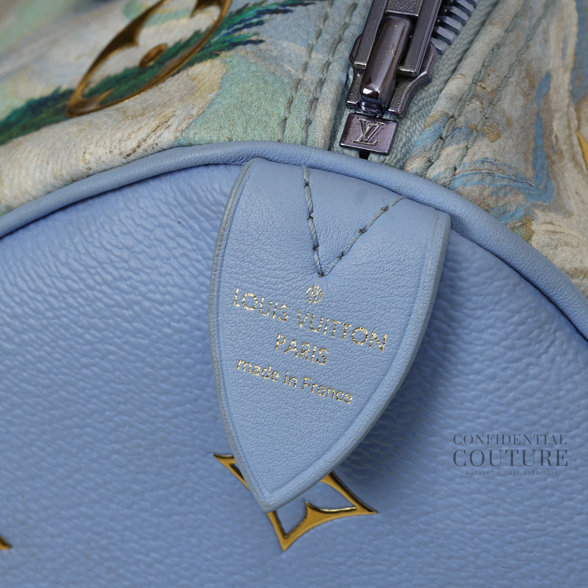 x Jeff Koons Blue Leather Masters Van Gogh Speedy 30 Bag