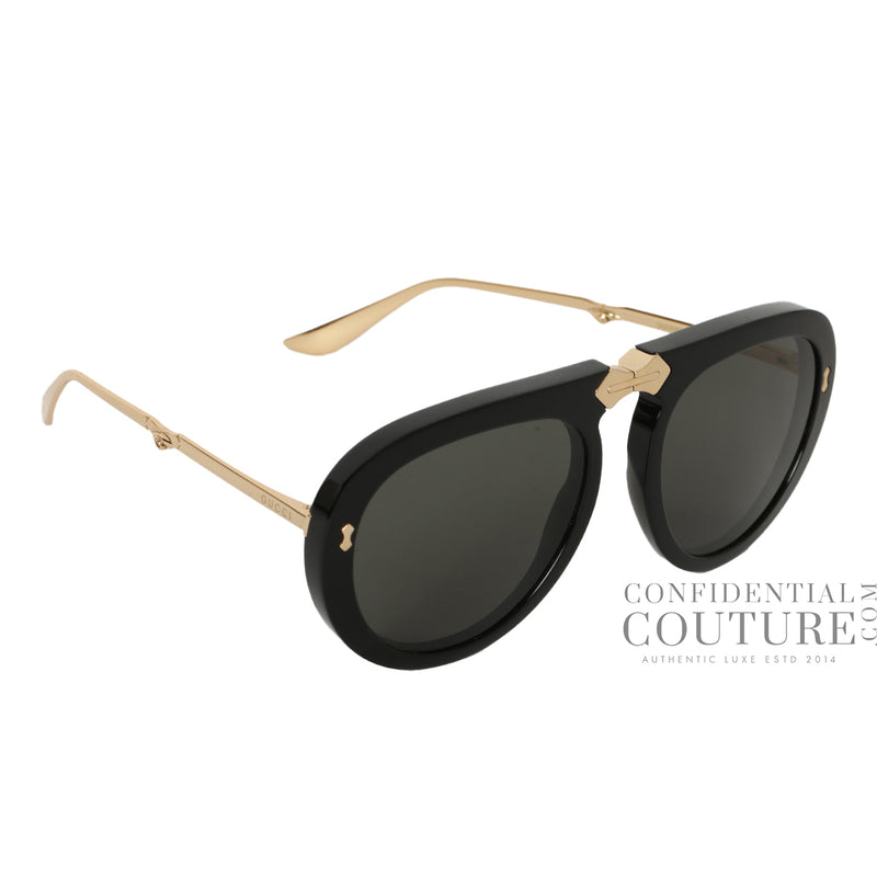 Women gucci gg0306s black foldable sunglasses