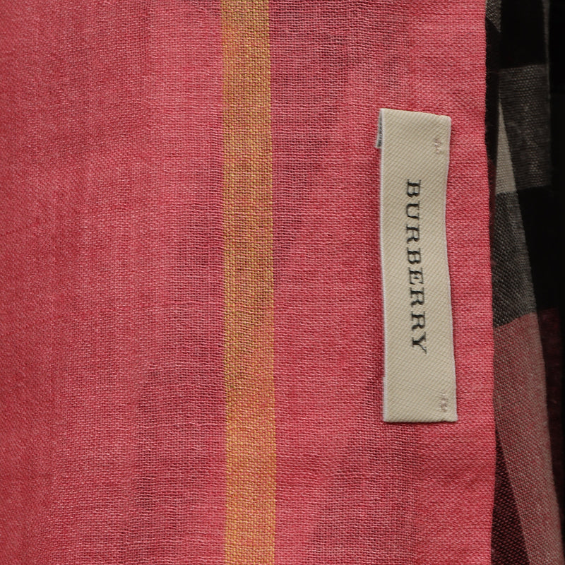 Pink House Check Shawl  One Size