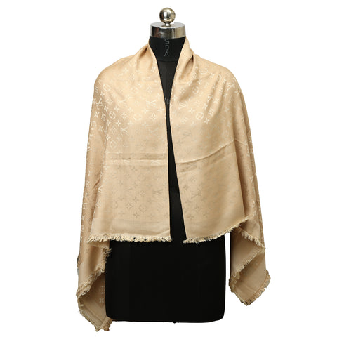 Beige Monogram Classic Shawl One Size