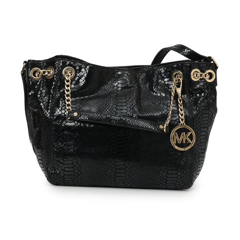 Black Python Embossed Tote Bag