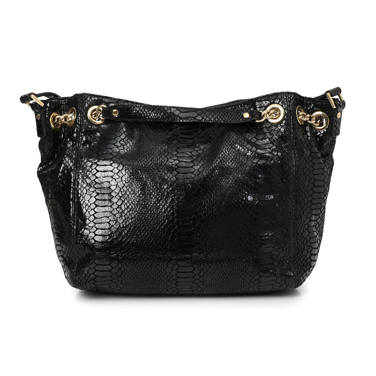 Black Python Embossed Tote Bag