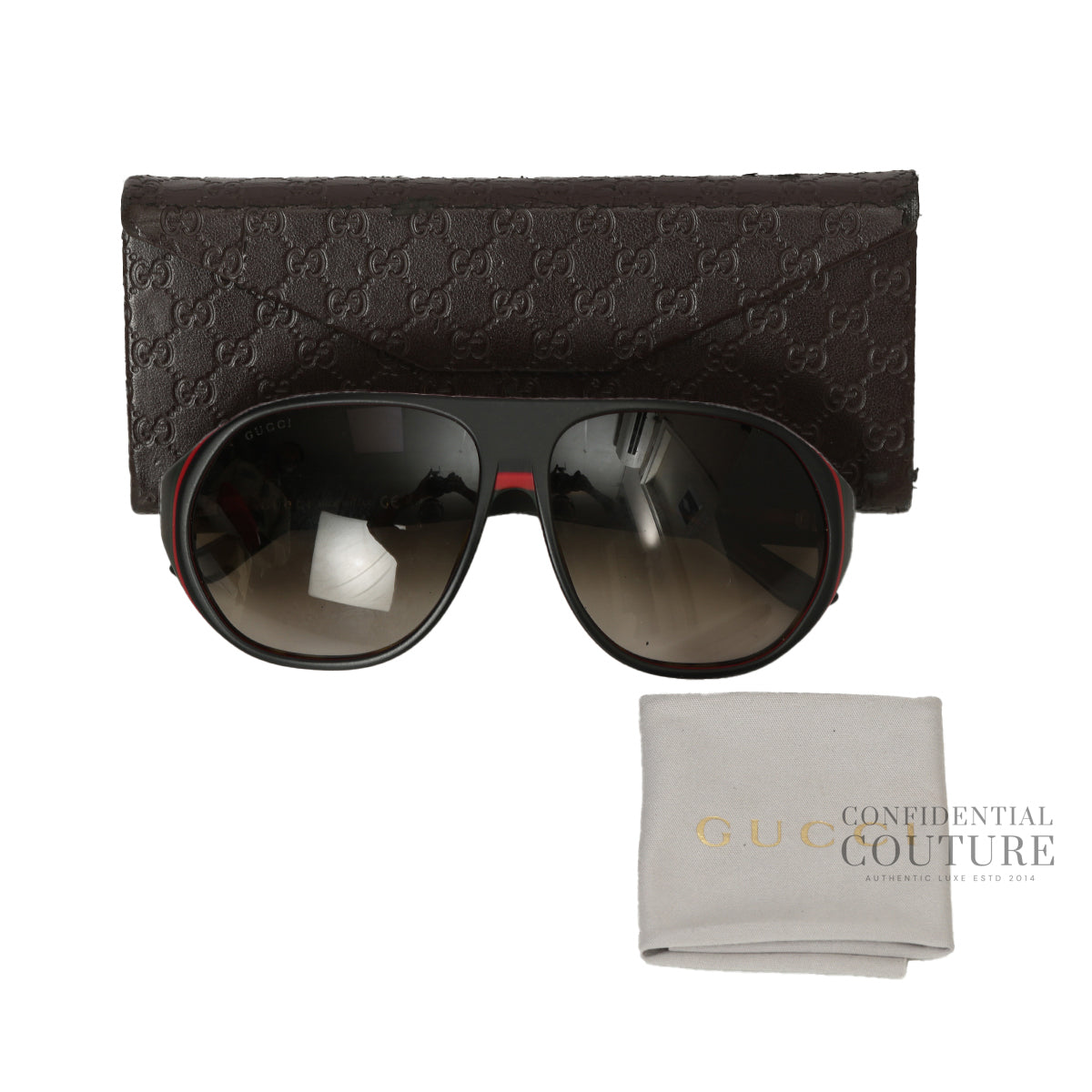 GG 1025/S Brown Tone Black Frame Sunglasses