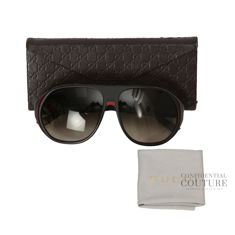 Pre-loved Gucci GG 1025/S Brown Tone Black Frame Sunglasses