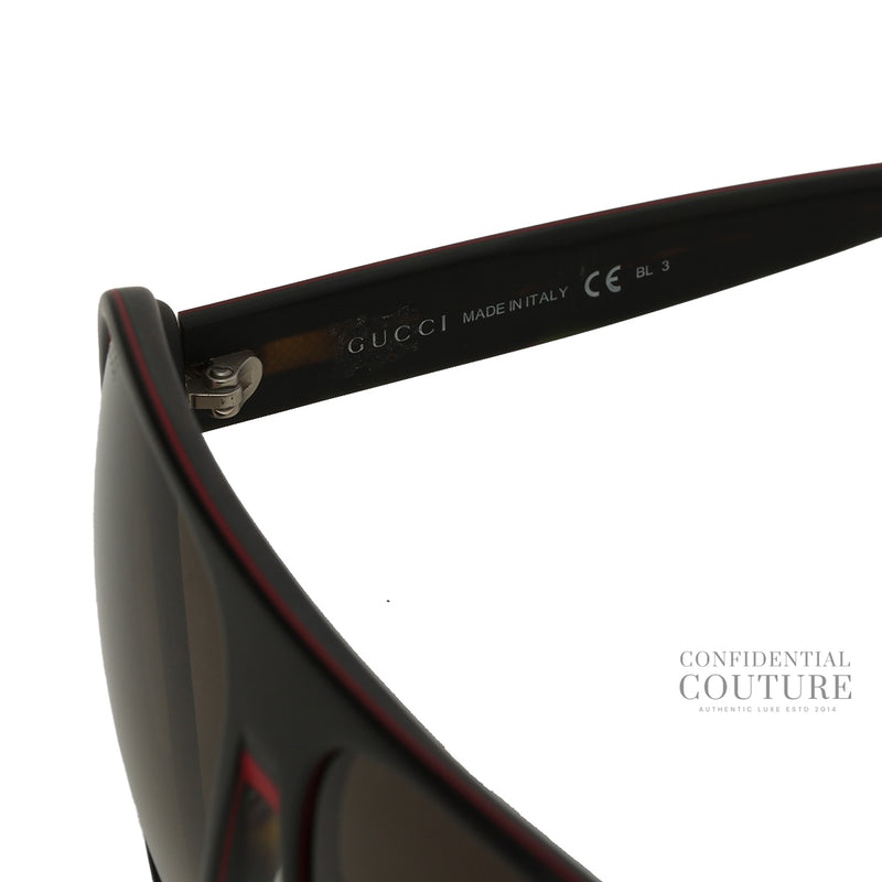 Women pre loved Gucci GG 1025/S Brown Tone Black Frame Sunglasses