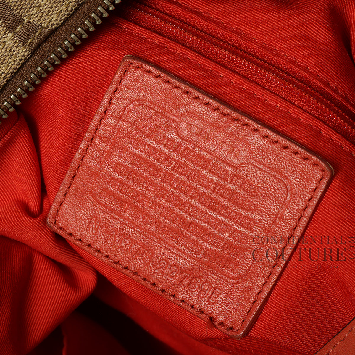 Teri Hobo Bag In Signature Canvas Beige/Red