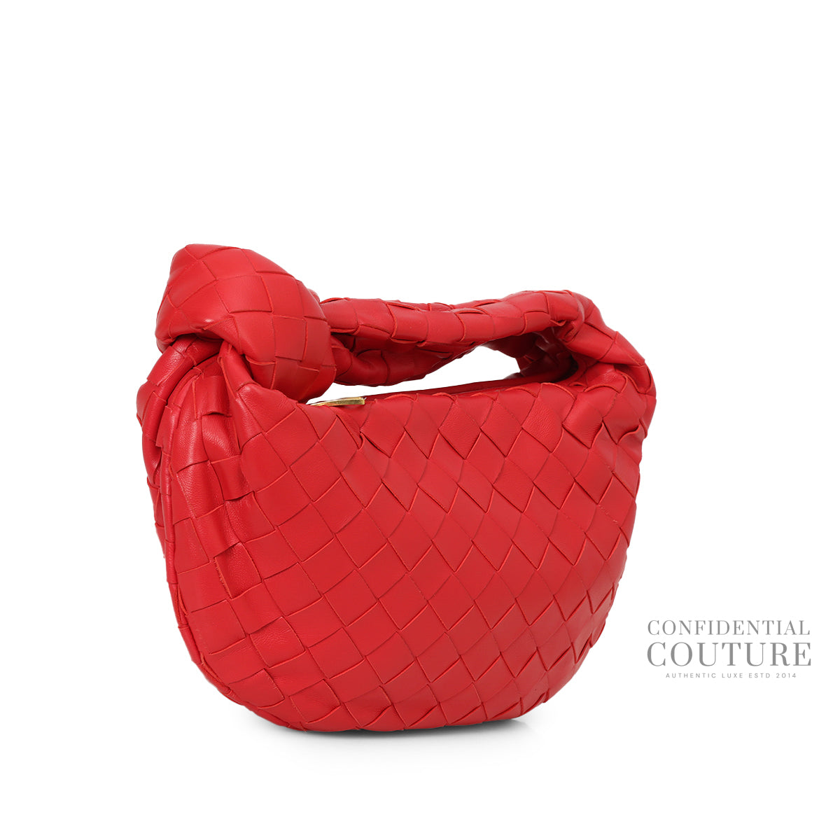 The Mini Jodie In Red Intrecciato leather Handbag