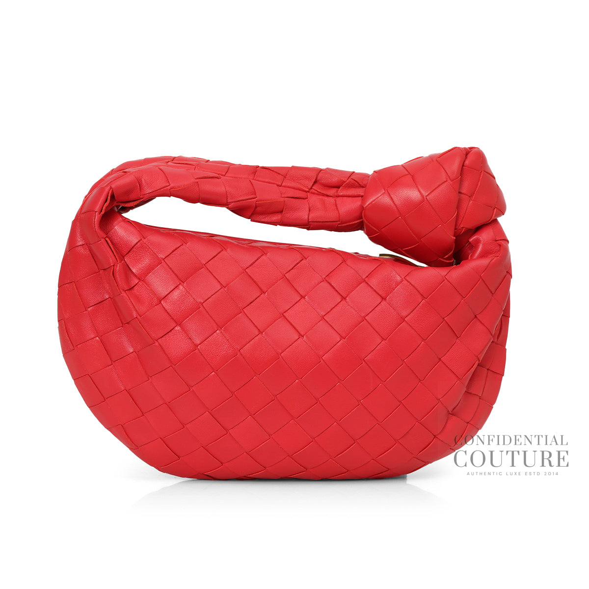 The Mini Jodie In Red Intrecciato leather Handbag