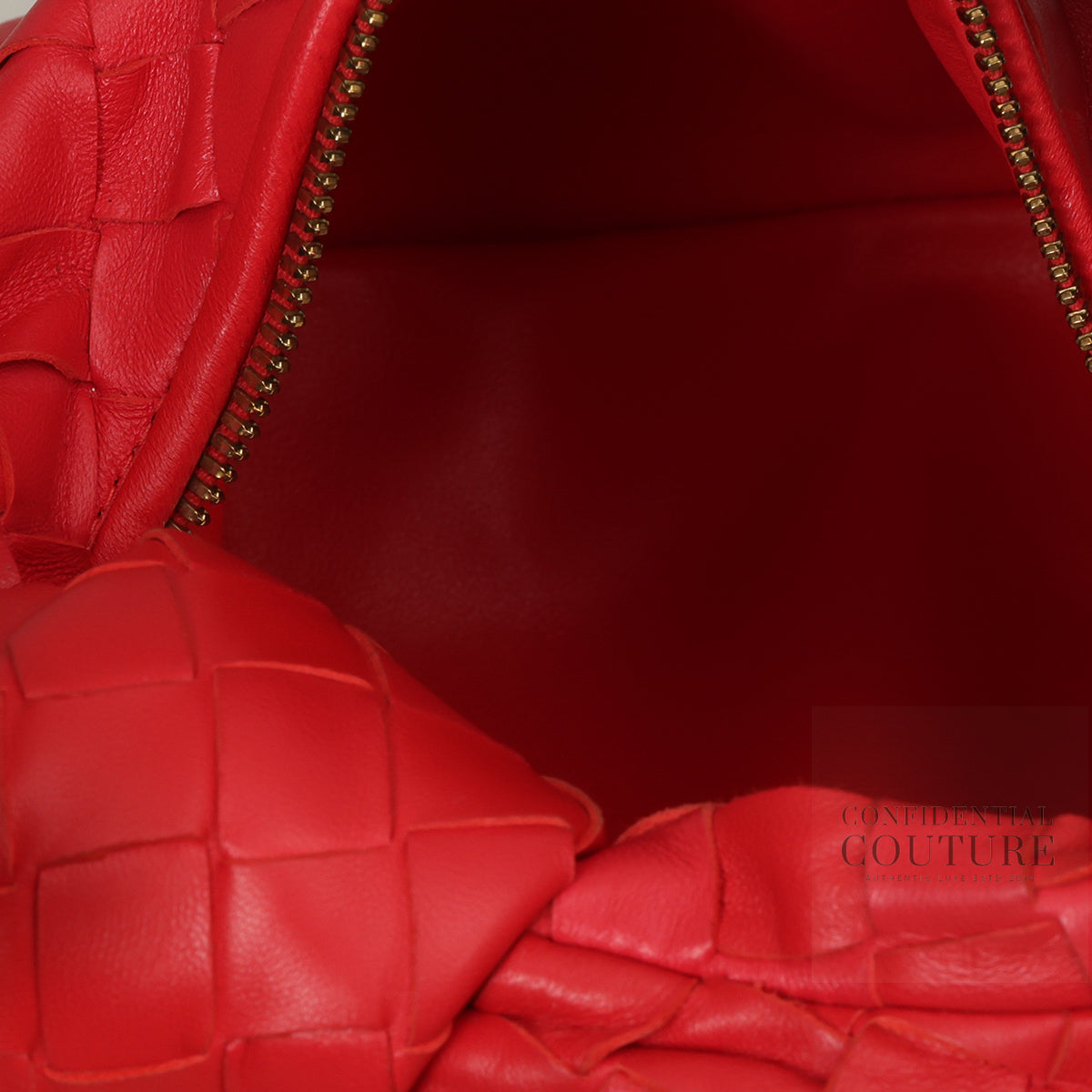 The Mini Jodie In Red Intrecciato leather Handbag