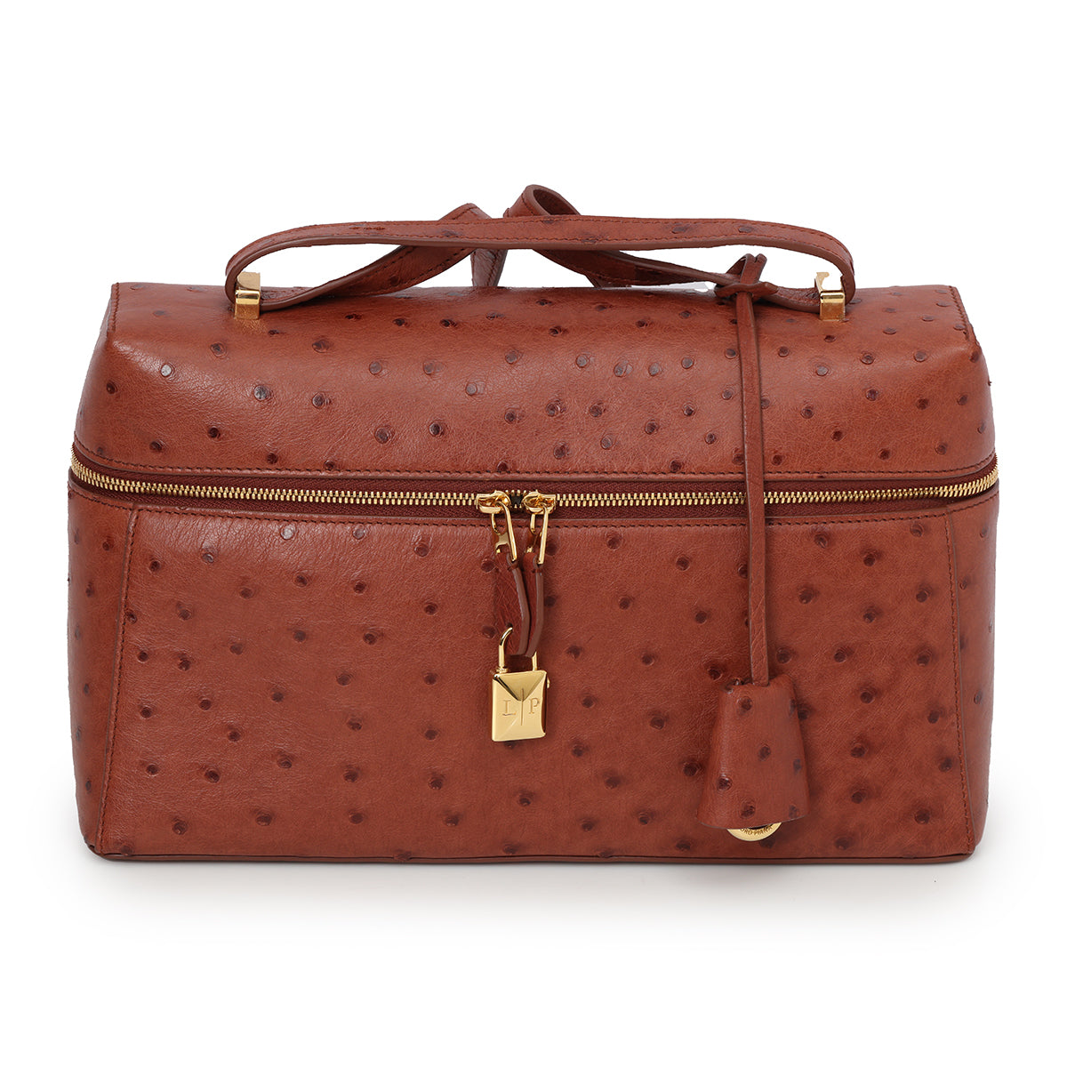 Deep Kummel/Sun Gold Extra Bag L27 In Ostrich Leather