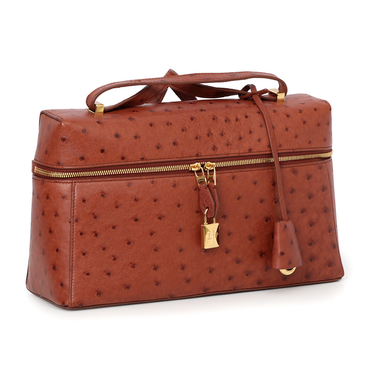 Deep Kummel/Sun Gold Extra Bag L27 In Ostrich Leather