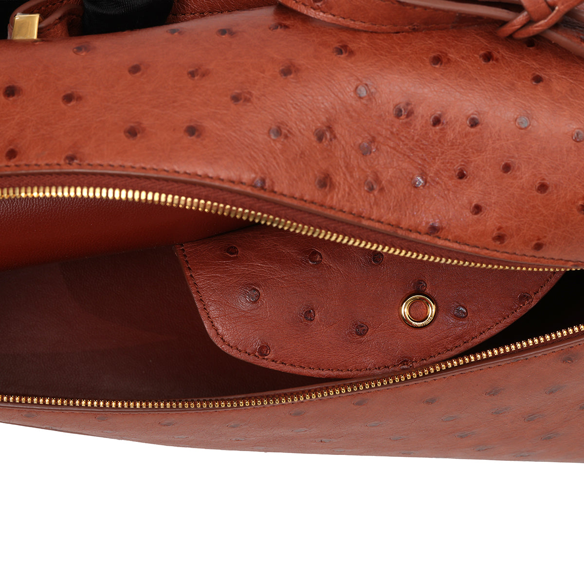 Deep Kummel/Sun Gold Extra Bag L27 In Ostrich Leather