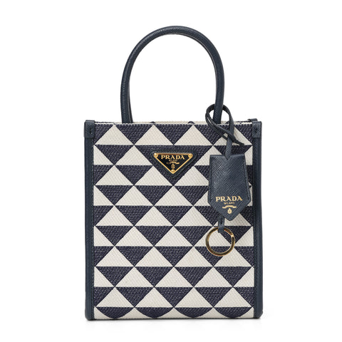 Navy and White Symbole Jacquard Mini Bag