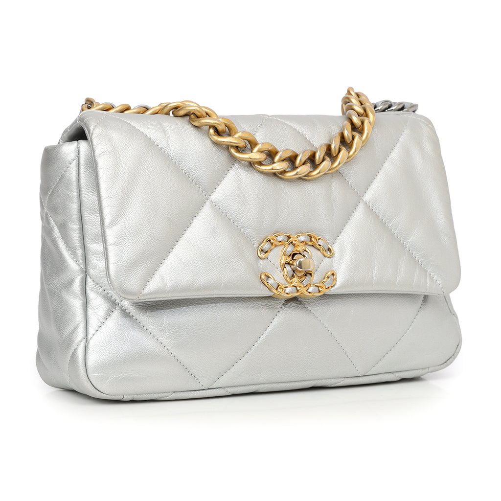 Shop Pre-Loved Chanel 19 Silver Shoulder Bag 100% Authentic