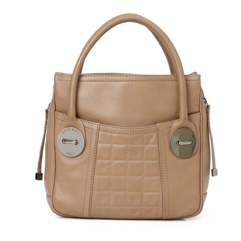 Choco Bar Caviar Skin Handbag Brown