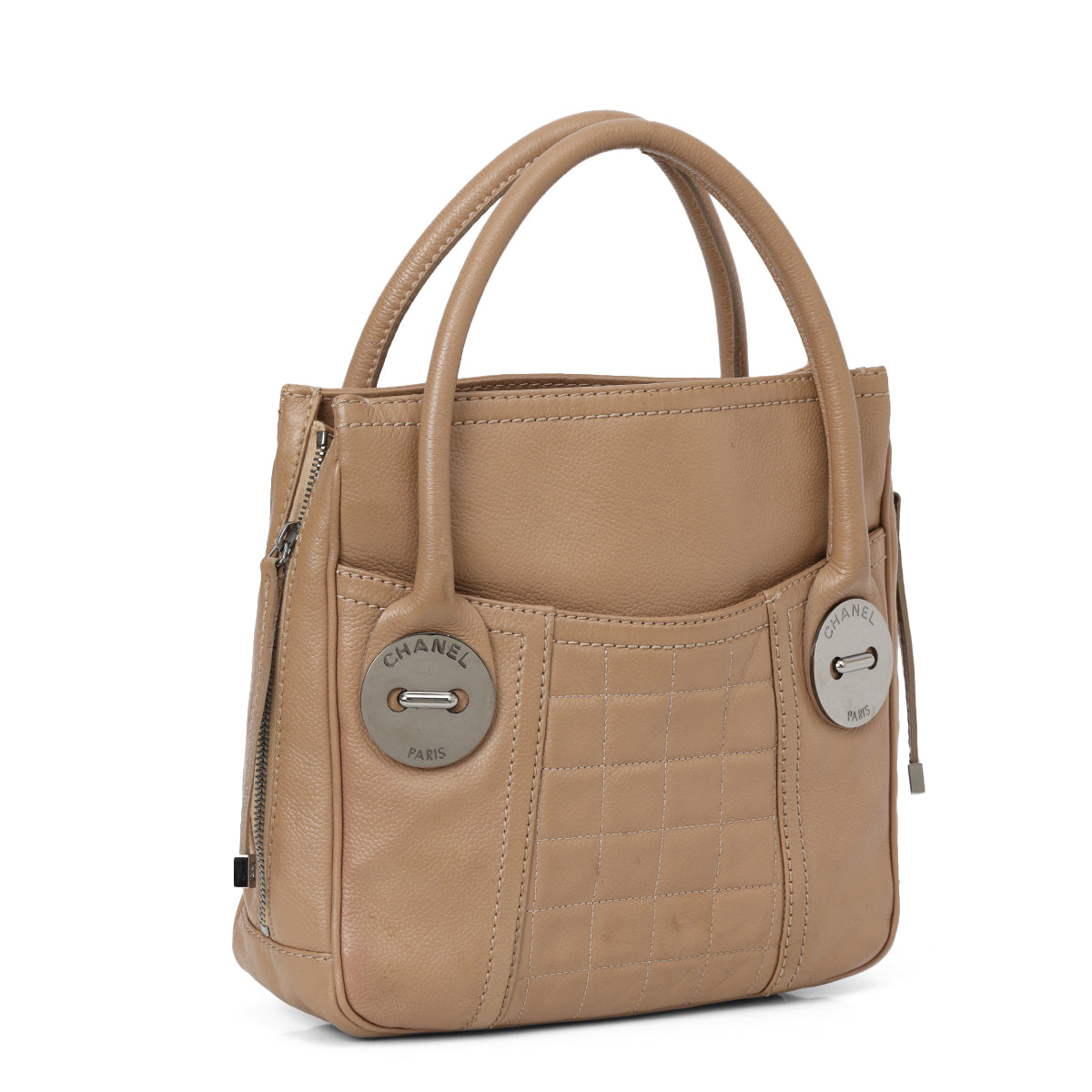 Choco Bar Caviar Skin Handbag Brown