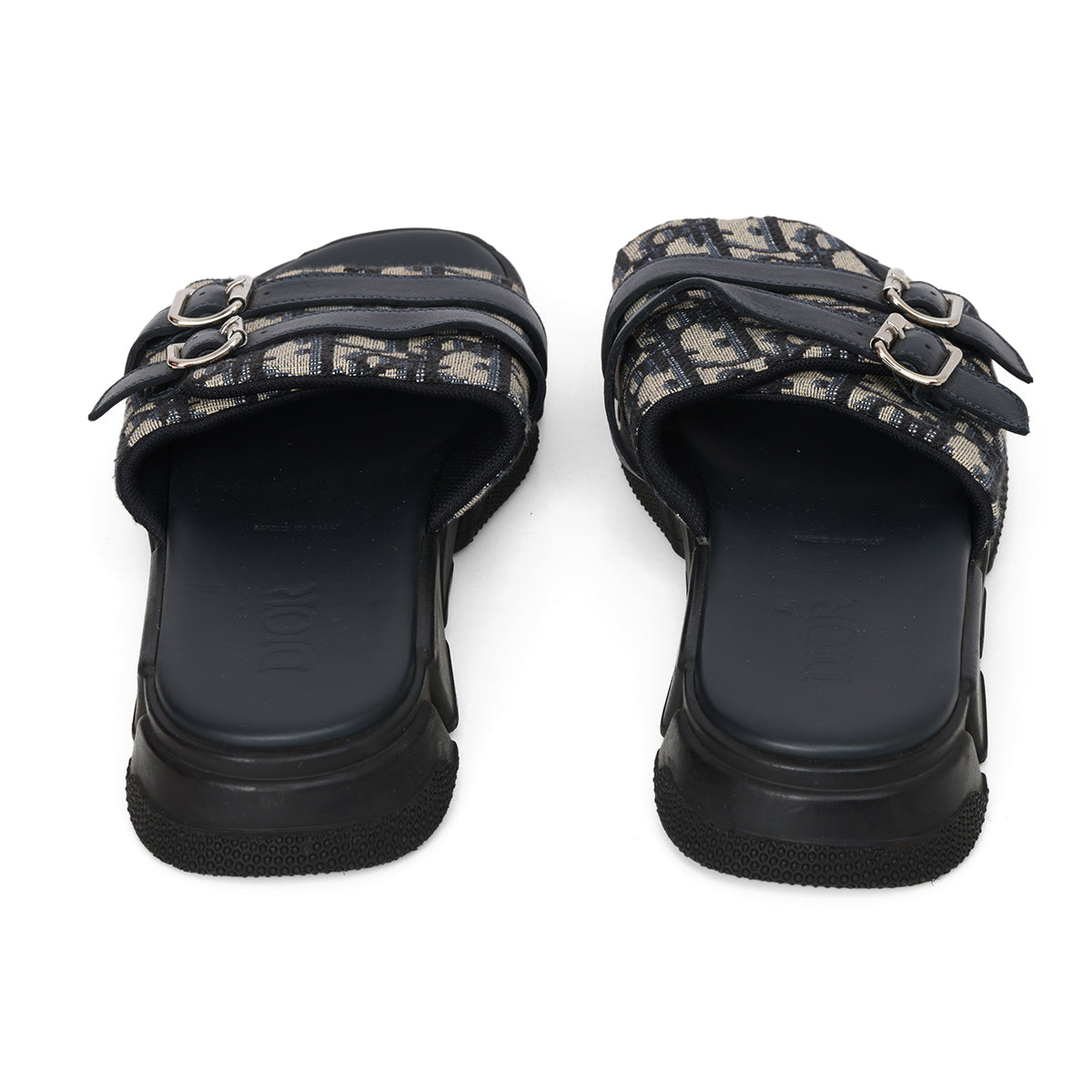 Beige and Black Dior Oblique Technical Jacquard Slides