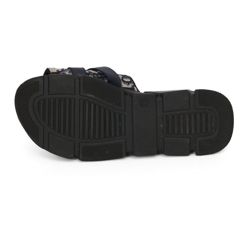 Beige and Black Dior Oblique Technical Jacquard Slides