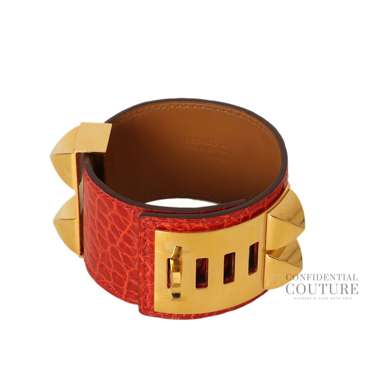Red Alligator Gold Plated Collier de Chien Bracelet Size S | 2015