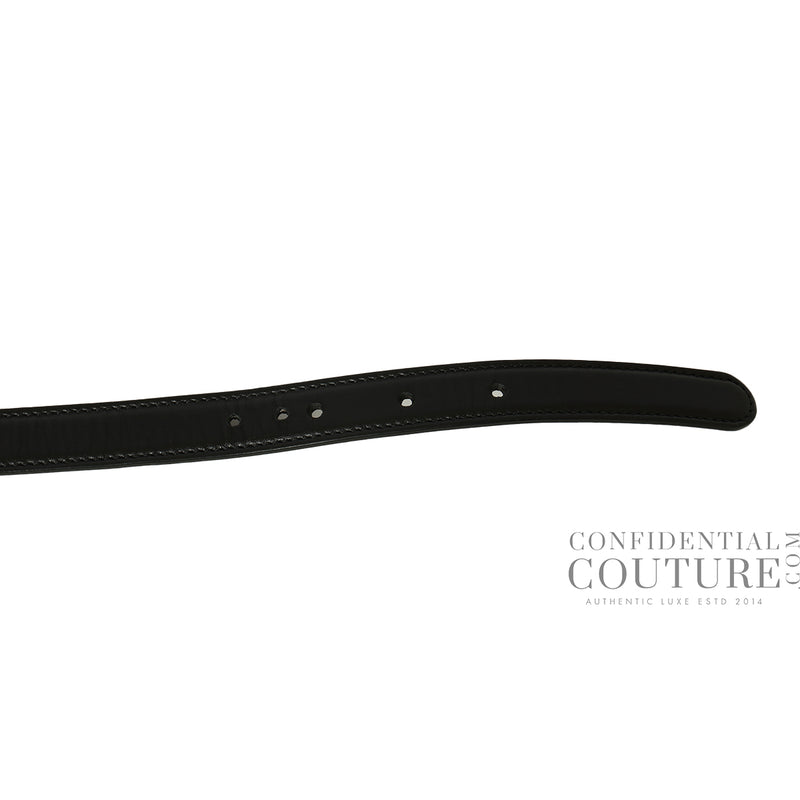 pre-loved Gucci Black Thin Logo Lettering Buckle Belt 34