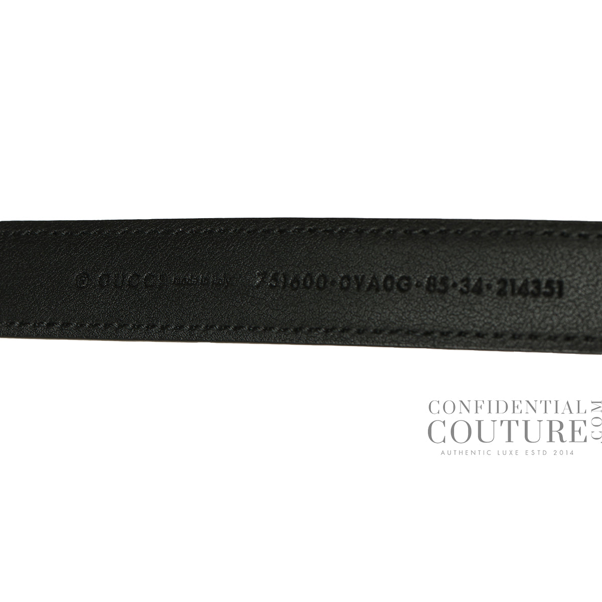 Black Thin Logo Lettering Buckle Belt 34