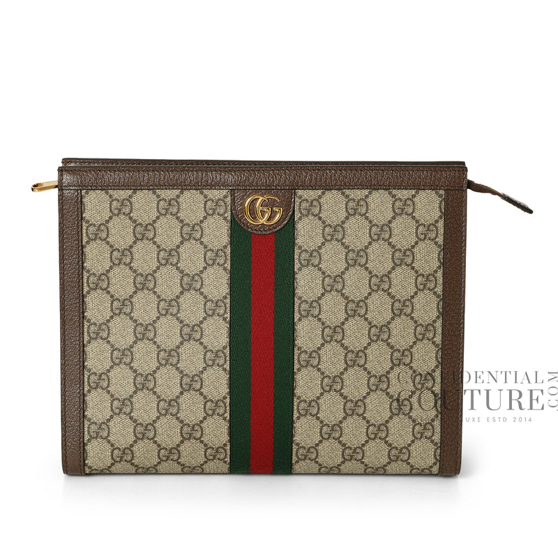 Ophidia Beige/ebony GG Supreme canvas Pouch