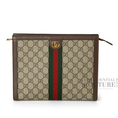 Ophidia Beige/ebony GG Supreme canvas Pouch