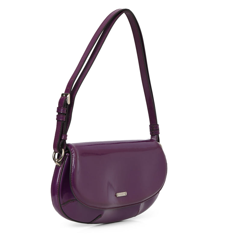 women Burberry Purple Patent Leather Lilford Shoulder Bag