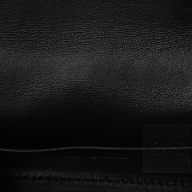 Black Croc-Embossed Hourglass Mini Bag