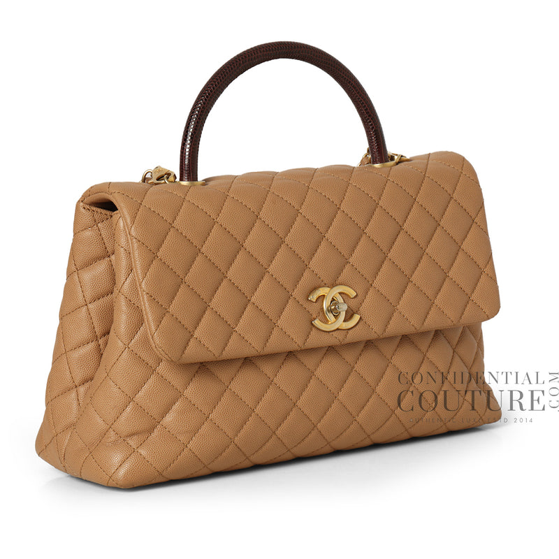 Nude/Burgundy Large Coco Handle Bag