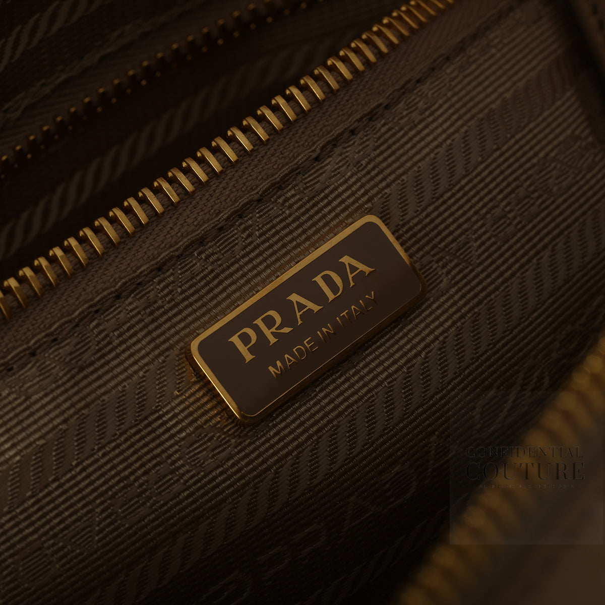 Beige Re-Nylon and Ostrich Leather Handbag