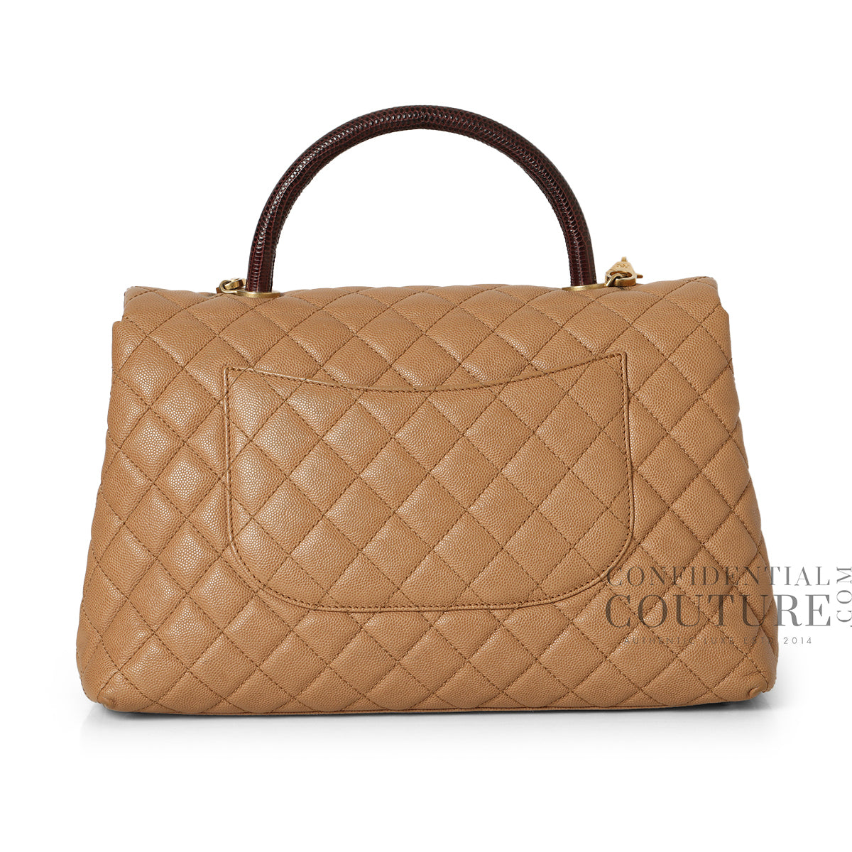 Nude/Burgundy Large Coco Handle Bag