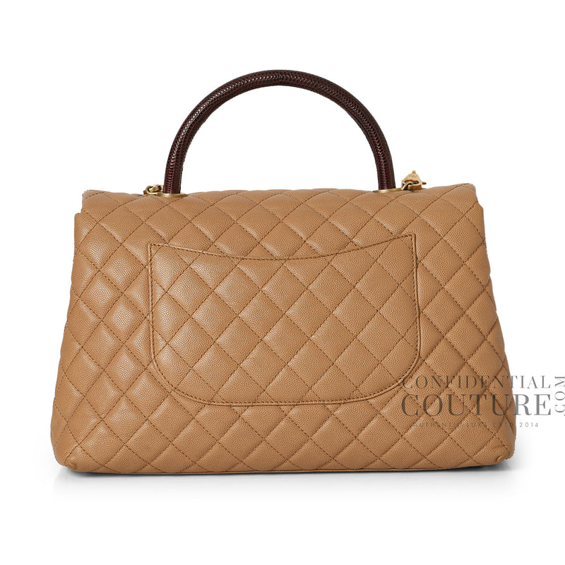 Nude/Burgundy Large Coco Handle Bag