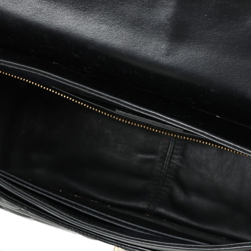 Gancini Quilted Leather Black Top Handle Bag